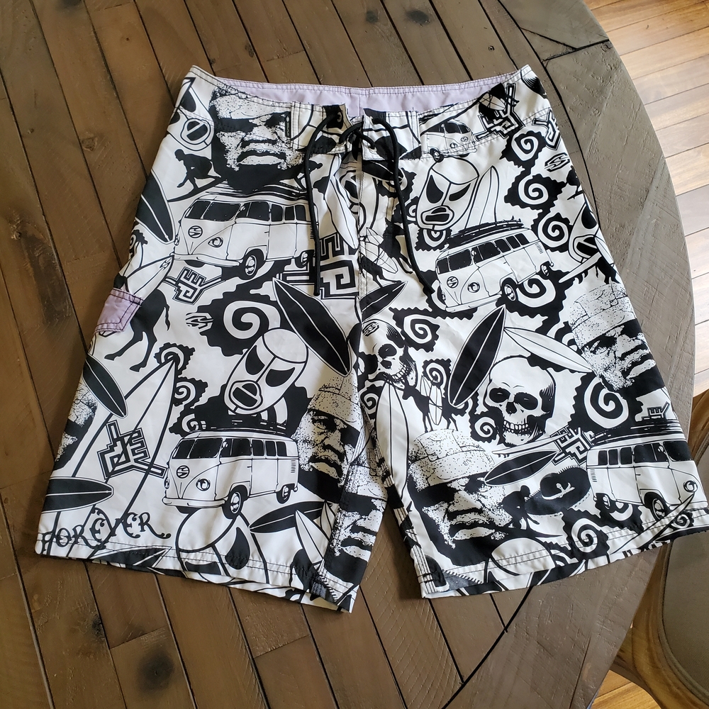 Squalo Graphic Mexico Black and White Board Shorts